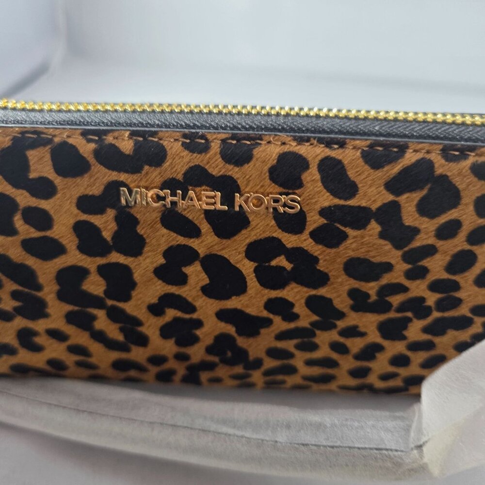 Michael Kors Jet Set Travel LG TRVL Continental Leather Wallet Leopard Print - Picture 10 of 10